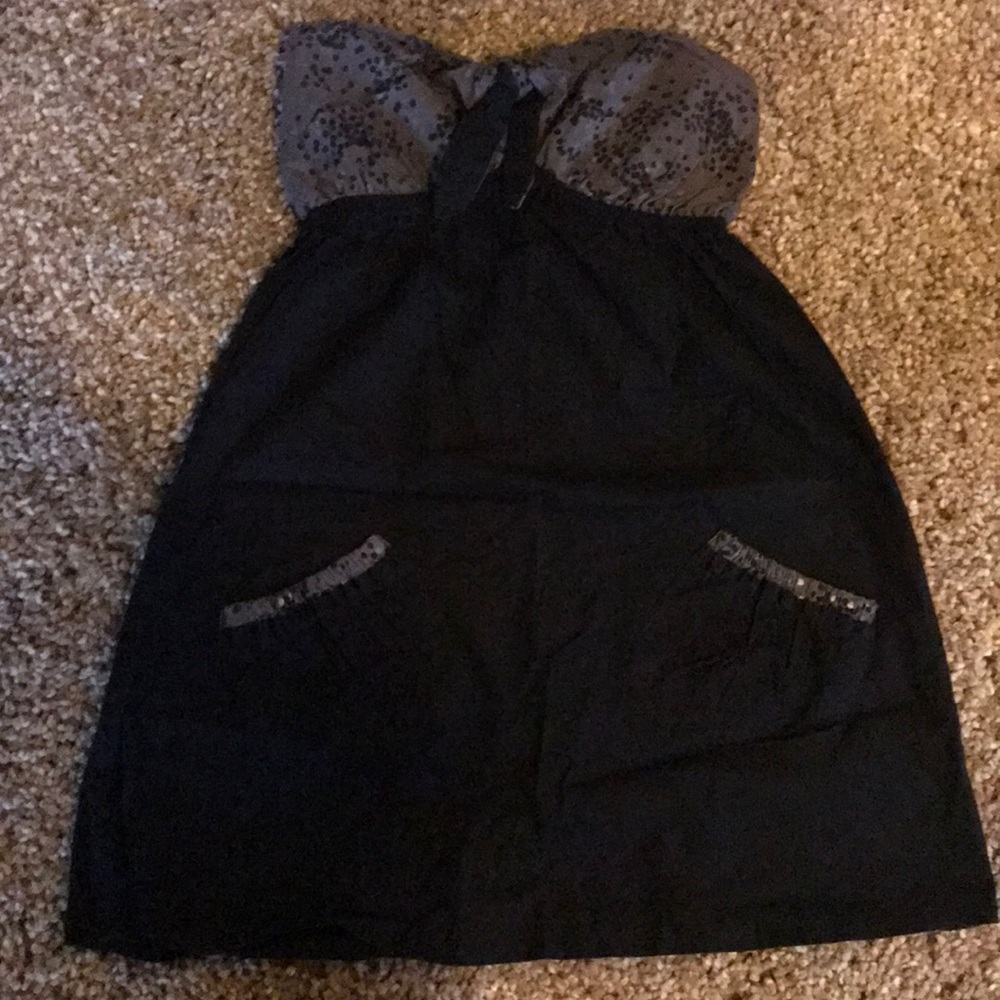 Black and grey strapless dress